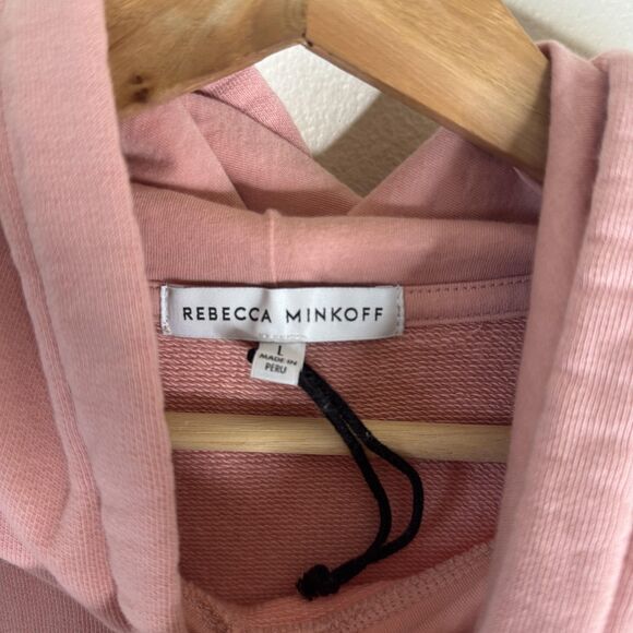 Rebecca Minkoff Hoodie Womens Large Pink Ruffle Sleeve Pullover 100% Cotton Peru - Picture 5 of 11